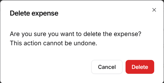 Deleting an expense can't be undone