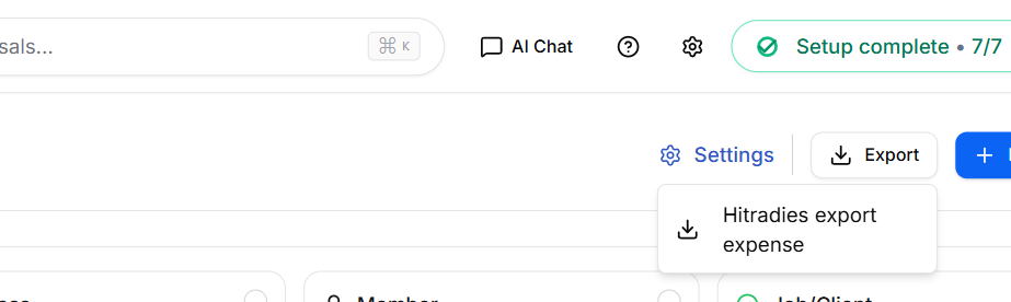 Export uses the templates set up for your account