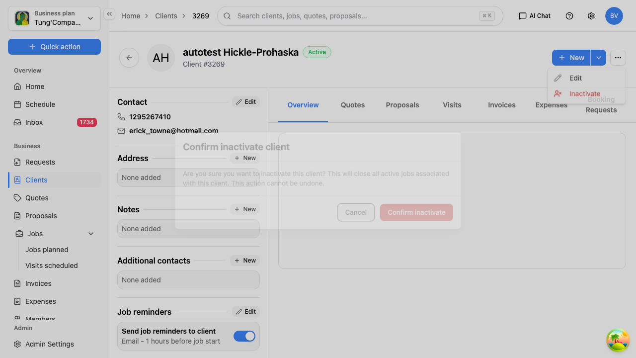 Confirm inactivate dialog