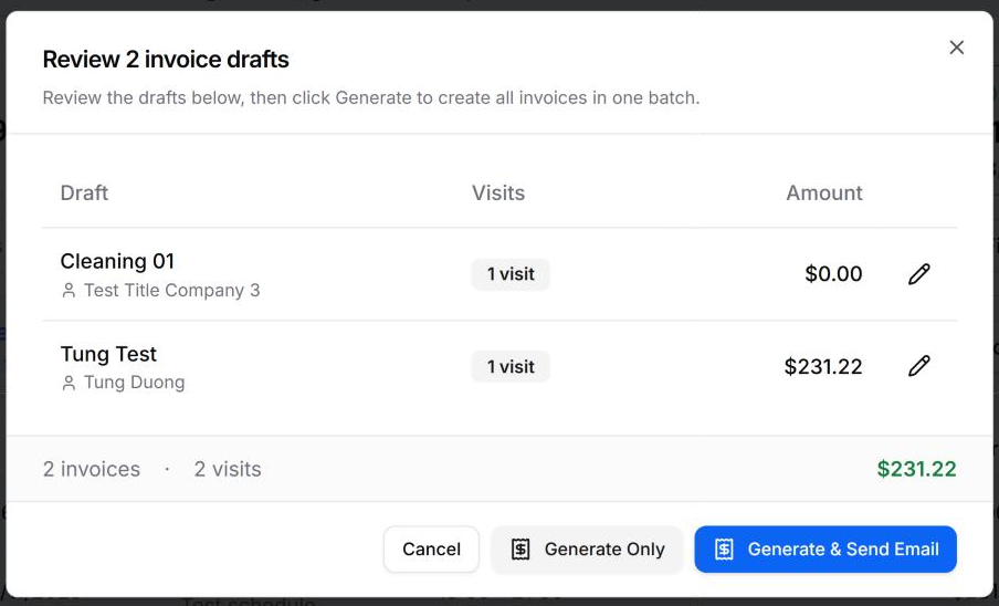Review the drafts before you create them