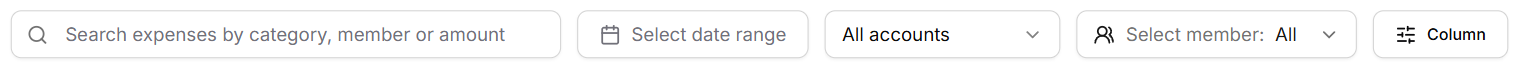 Search and filters above the list